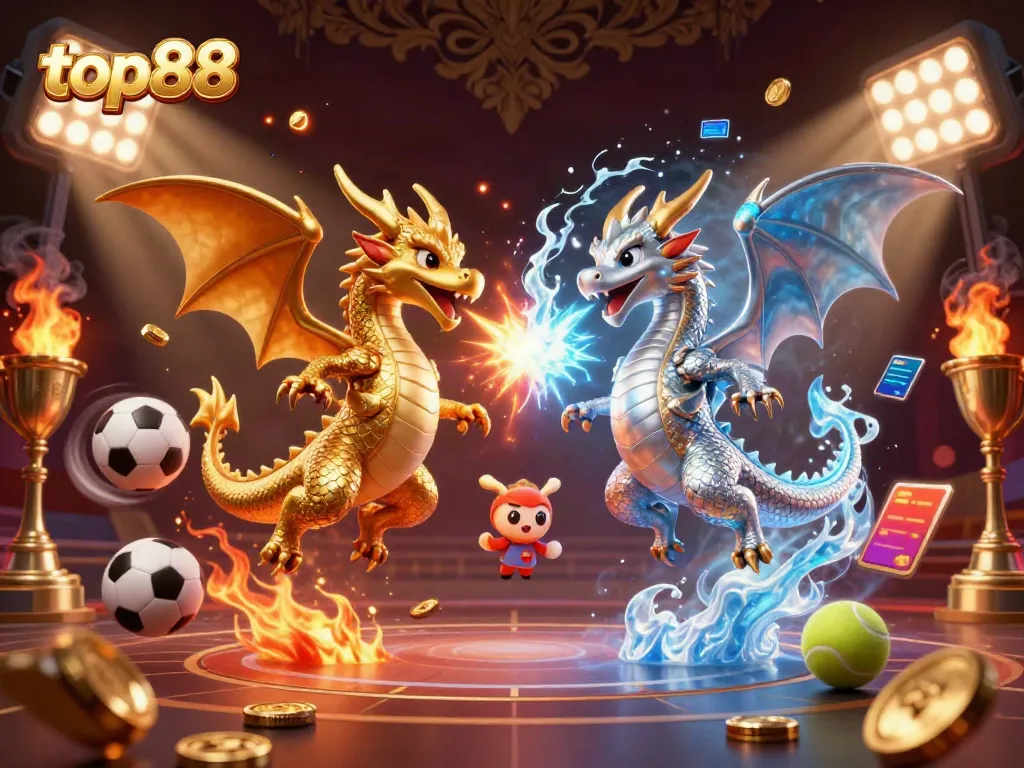 Engage in the thrilling world of top88 with dynamic dragons and sports elements that embody excitement.